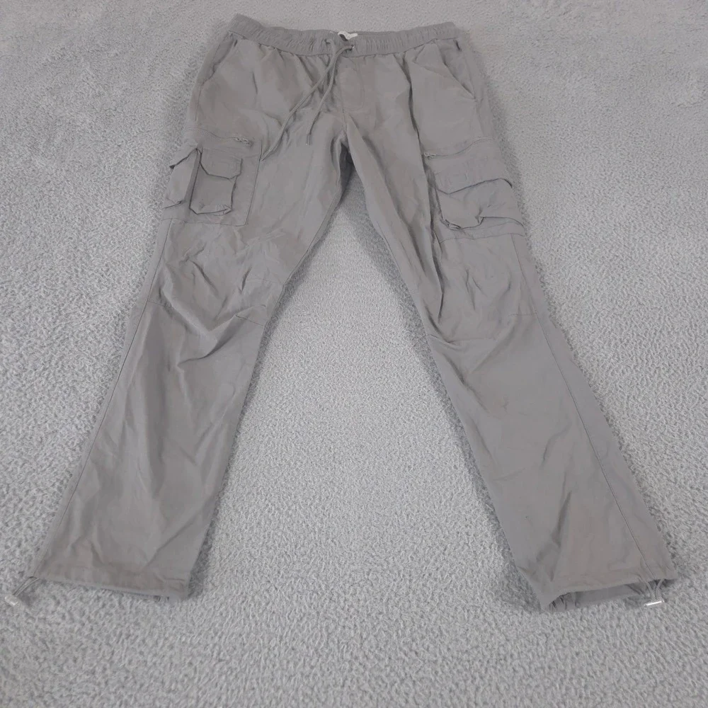 PacSun Pants Mens Large Grey Cargo Eco Stretch Slim Tapered Bungee Hem Utility